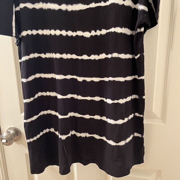 AllSaints Tystripe Cori Tee Black & White Stripe Tie-Dye Oversized T-Shirt XS/S - Picture 10 of 12